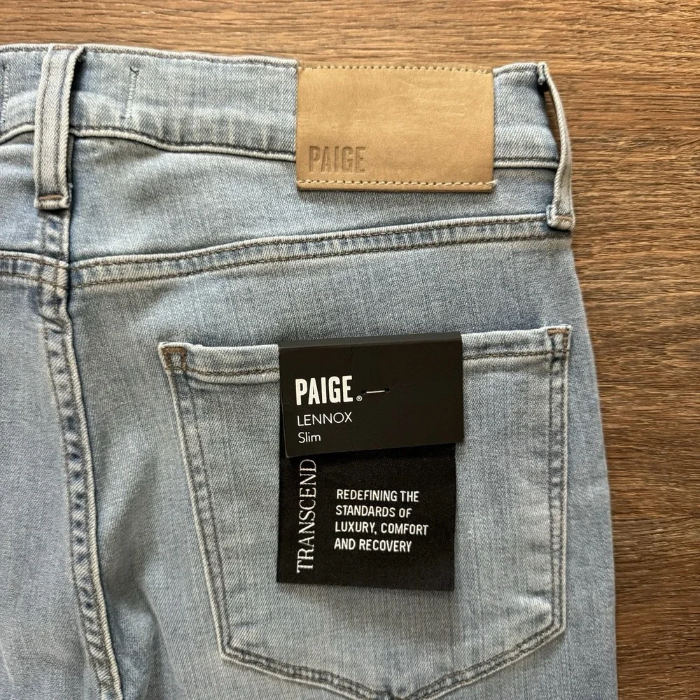 NWT‎ Paige Lennox Slim Transcend Denim Jeans Sz 28 Light Blue Wash